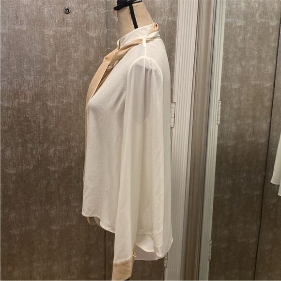 Alexis 100% silk Elegant Cream and whiteWomen's Blouse, L - Picture 7 of 10